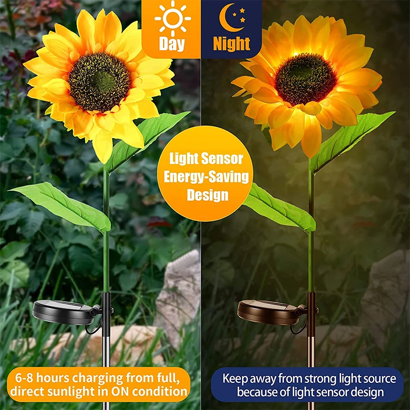 solar camping lights Solar Led Lights Outdoor Sunflower Lamp Waterproof Outdoor Garland Solar Powered Patio Light For Garden Camping  Walkway Decor indoor solar lights