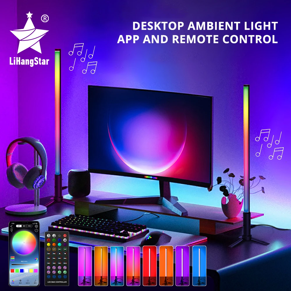 LED Light Bar RGB Pickup Rhythm Night Light Music Bluetooth APP Remote Control Bedside Desktop Computer Game TV Atmosphere Light nite light