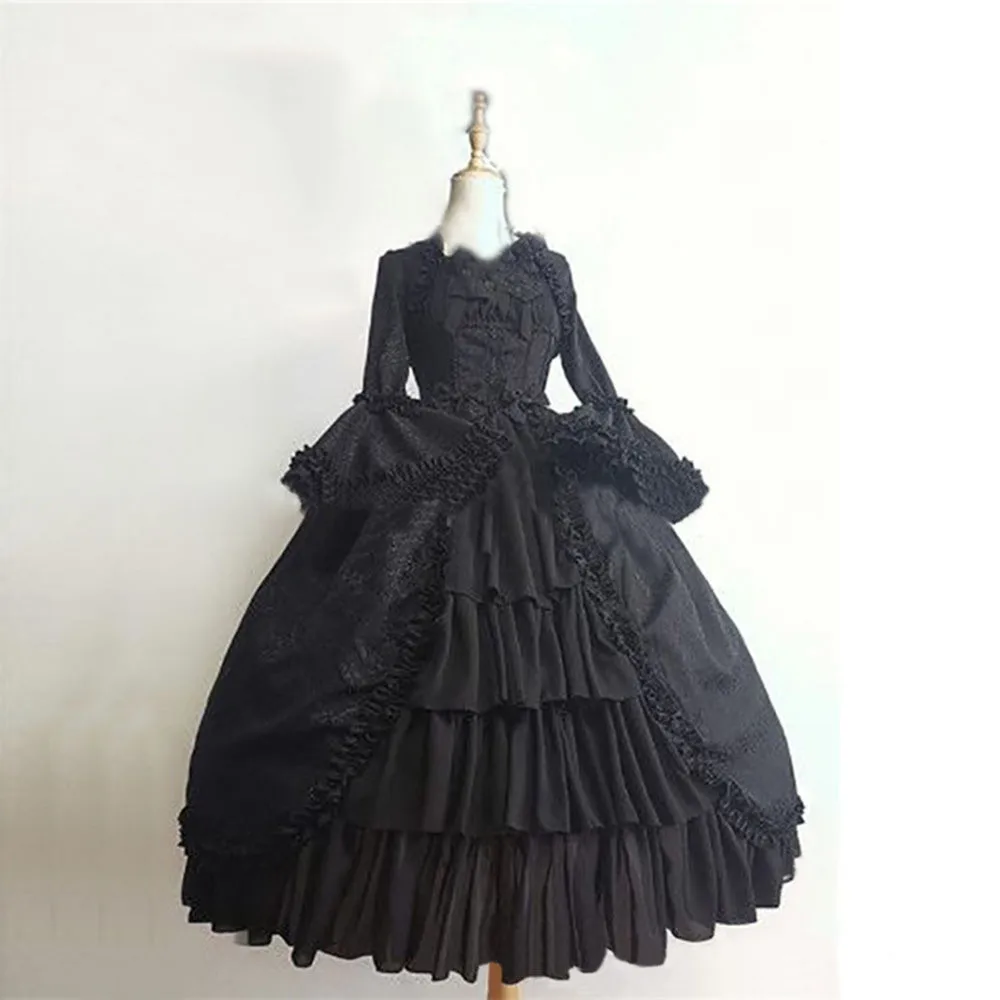 

Rosetic Gothic Medieval Retro Court Lolita Dress Women Fashion Ruffles Flared Sleeve Halloween Witch Costumes Dresses Spring New