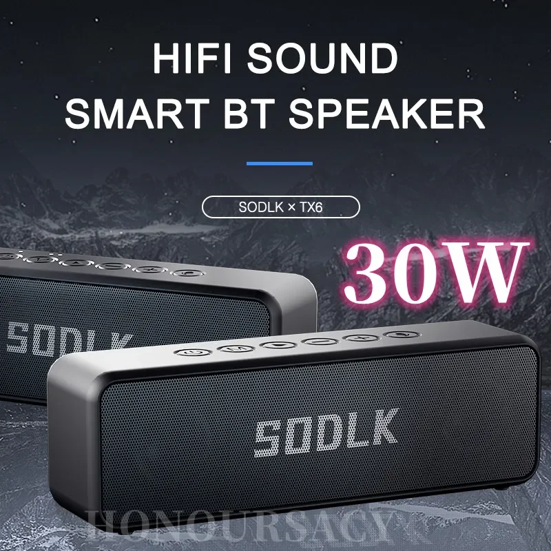 

SODLK TX6 Portable Wireless Bluetooth Speaker Box Stereo Audio IPX7 Waterproof 30W High Power Subwoofer 15H Extra Long Standby