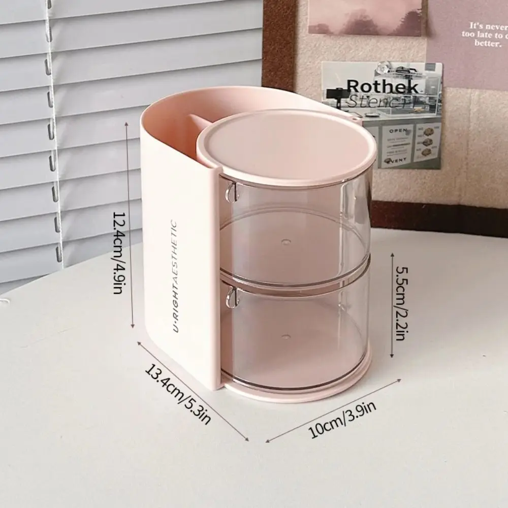 New Rotatable Makeup Organizer Compartment Dustproof Desktop Storage Box Hair Accessories Organizer Brush 3