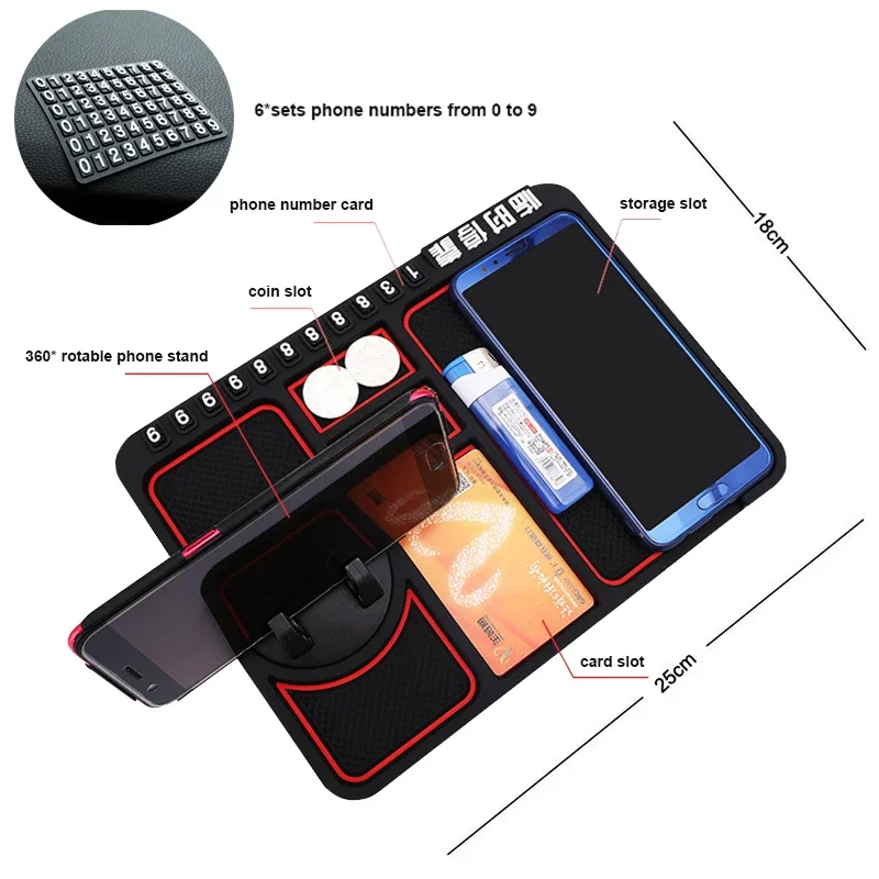 Multi-Functional Car Anti-Slip Mat Auto Phone Holder GPS Navigation Storage Cushion Car Interior Accessories Dashboard