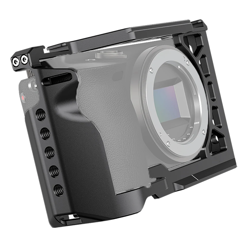 Aluminium Kamerakäfig Rig Kaltschuhhalterung 1/4 3/8 Schraubenlöcher für Sony A6500 A6400 A6300 A6000 Stabilisator Lichtverlängerungshalter – Detail 3