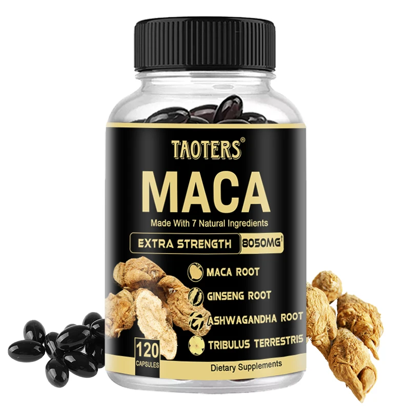 Maca Capsules-Contains 7 natural formula ingredients for men's health and vitality, energy, muscle support