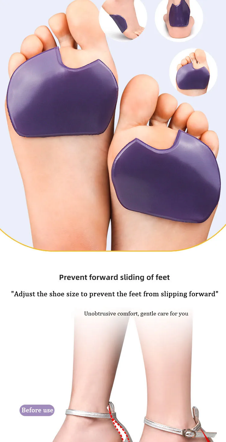 Silikon-Gel-Vorfußpolster für Damenschuhe, rutschfeste Einsätze, selbstklebende Einlegesohlen, Sandalen, rutschfeste Schmerzlinderung, Tänzerin-Fußpolster – Detail 5