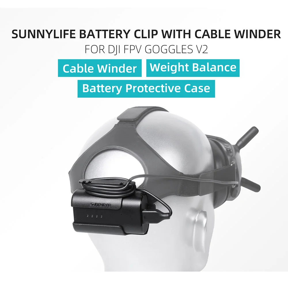 Vue rapprochée des sangles de batterie pour DJI Goggles 2, montrant leur fixation sécurisée et leur design ergonomique.