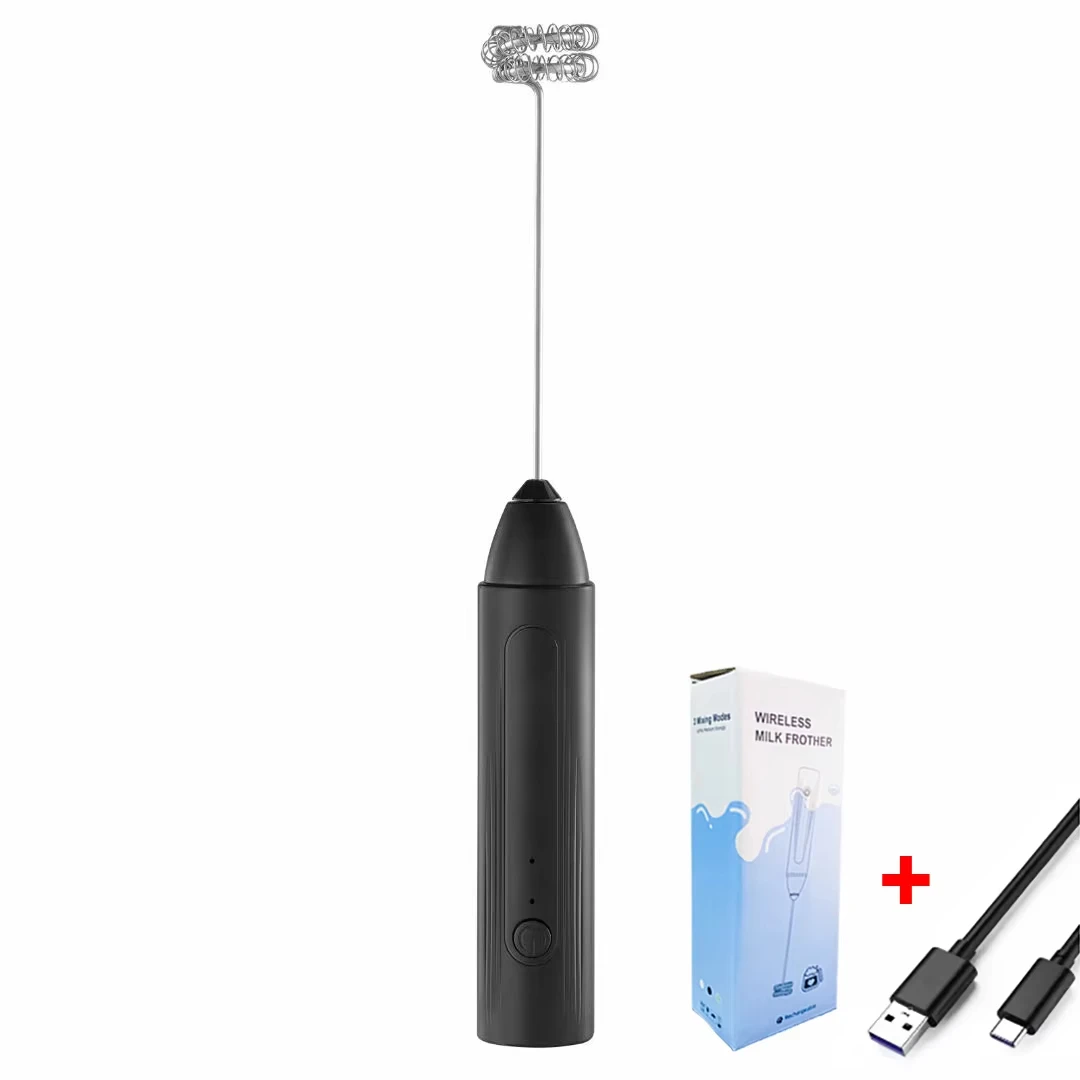 Electric mini milk frother, milk coffee mixer, wireless rechargeable portable mixer, 3-speed egg beater, cream frother 6