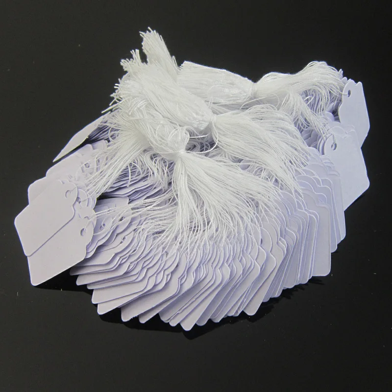 흰색 빈 보석 포장 디스플레이 가격표 샘플 필기 종이 카드, 로프 액세서리 정리함, 100 개, 3.5x2.2cm