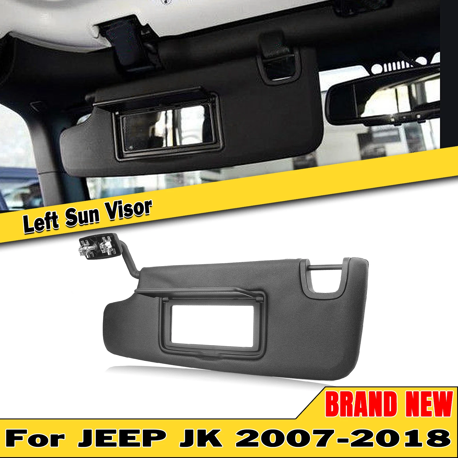 

Sun Visor Shade For Jeep Wrangler JK 2007 2008 2009 2010 2011 2012-2018 Black Left Driver Front Sunvisor Sunshade Shield Blind