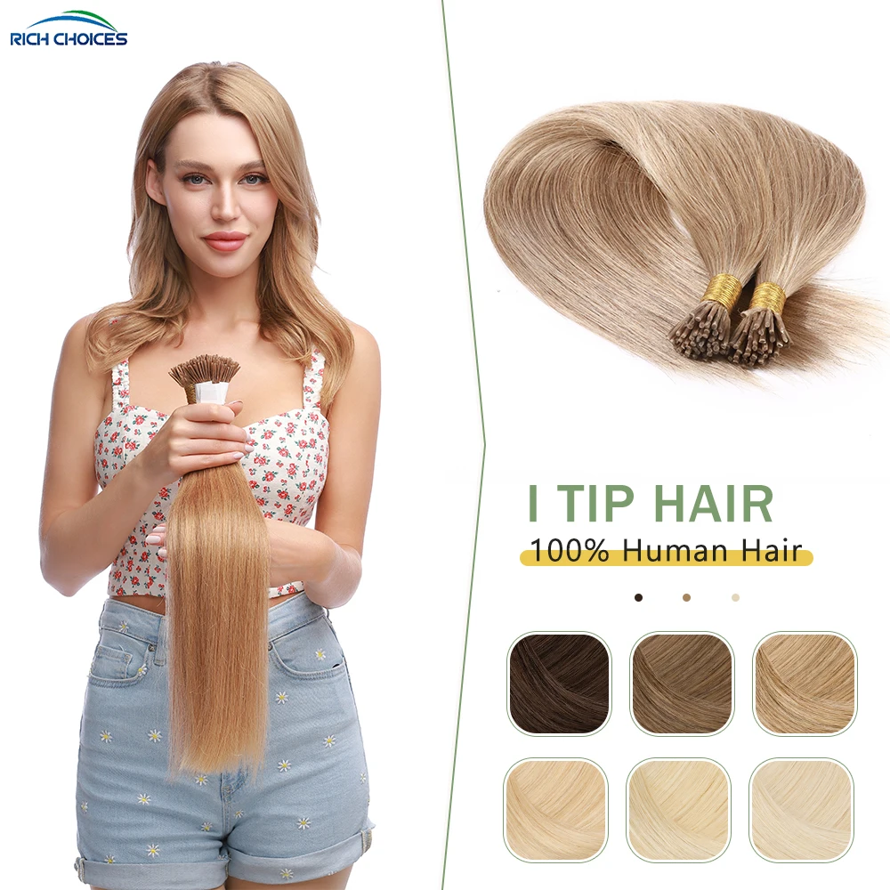 Rich Choices 100 Strands I Tips Hair Extensions Pre Bonded Stick Tips Hair Extension Real Human Cold Fusion Extensions