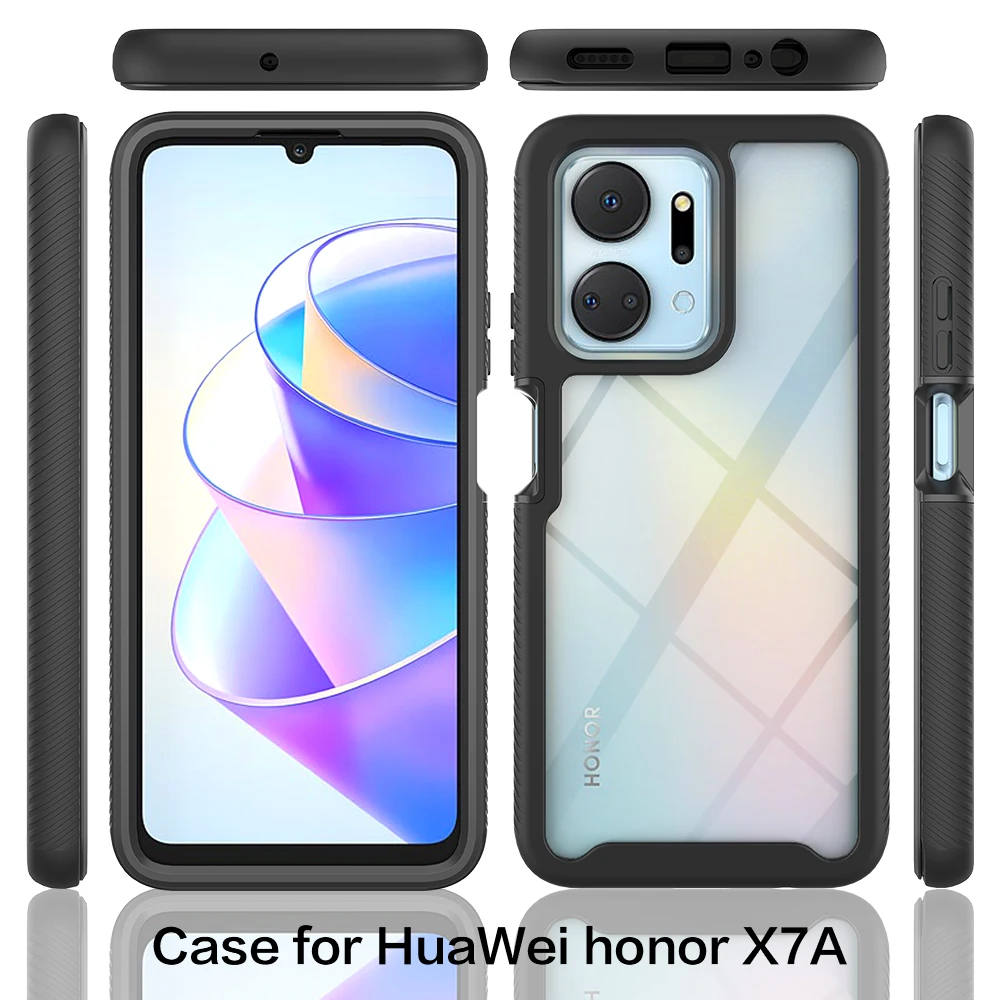 Shockproof Clear Phone Case with Built-in Screen Protector and Rugged TPU Bumper