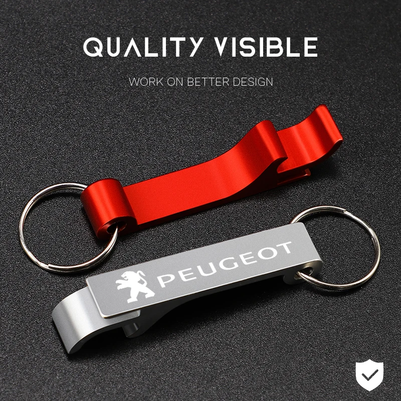 Car Emblem Beer Bottle Opener Keychain Metal Key Ring Pendant For Peugeot 206 307 308 3008 207 208 407 508 2008 408 4008 Rifter