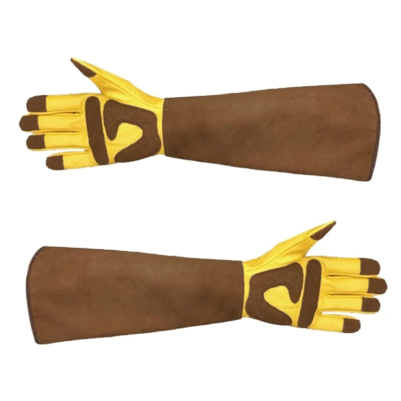 Long Gardening Gloves for Men and Women Leather Rose Pruning Gloves Breathable Durability with Thorn Proof Gauntlets 6