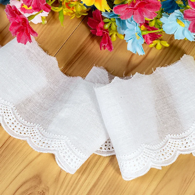 3 야드 럭셔리 화이트 베이지 자수 꽃 코튼 원단 레이스 여성 의류 칼라 DIY 레이스 트림 수 놓은 레이스 직물