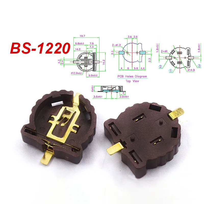 YUXI 10PCS SMD SMT CR2450 CR2032 CR2025 CR1220 3V 배터리 버튼 BS-2032/1220/1616 셀 코인 배터리 홀더 소켓 케이스 박스