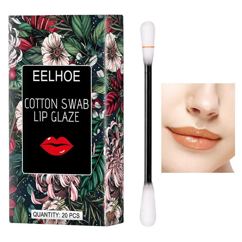 20pcs/Box Portable Lip Glaze Cotton Swab Lipstick Long Lasting