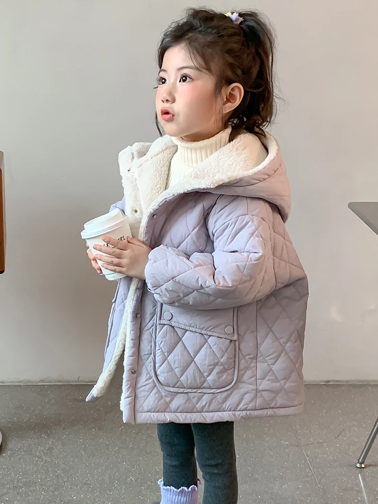 여자를위한 두꺼운 양털 후드 코튼 자켓  따뜻한 겨울 옷 패딩 코트 어린이 가을 겨울 옷
