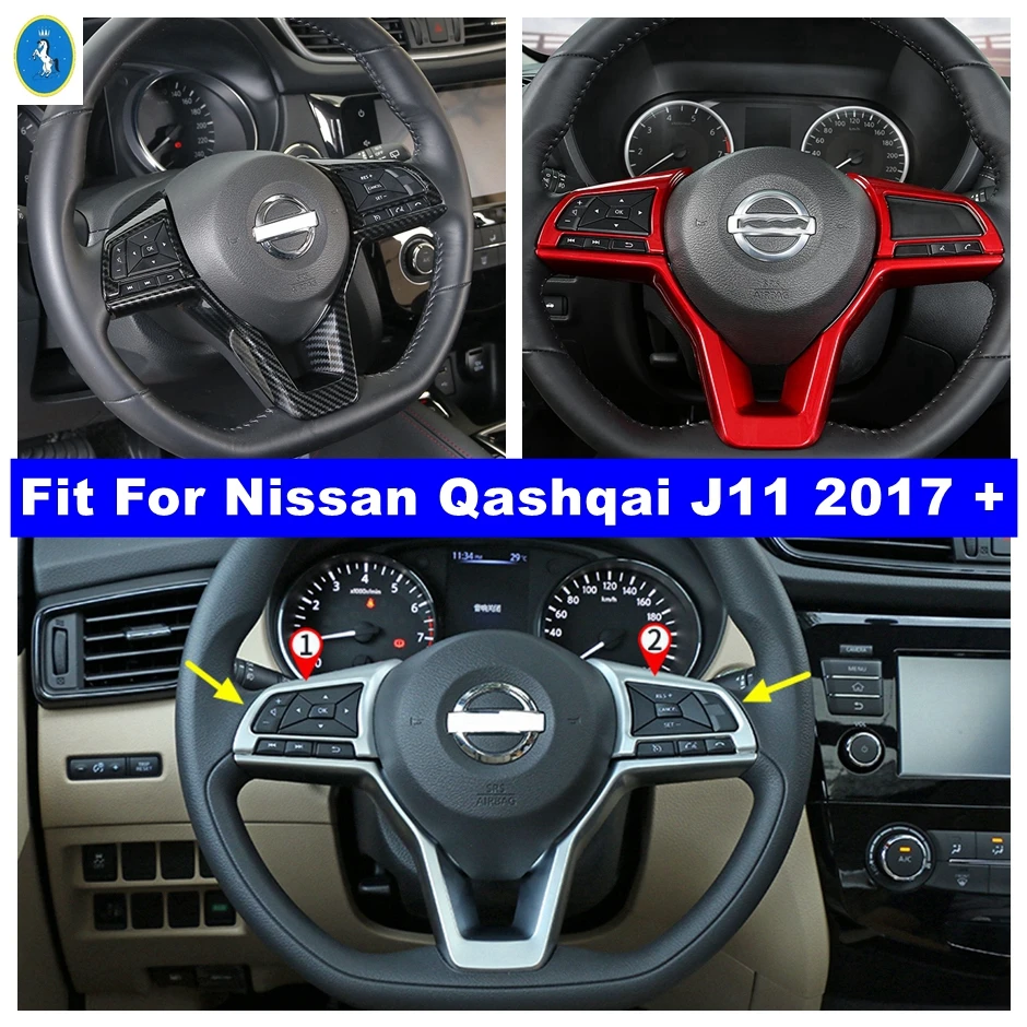 

Steering Wheel Button Decor Frame Cover Trim Fit For Nissan Qashqai J11 2017 - 2020 Matte / Red / Carbon Fiber Car Accessories