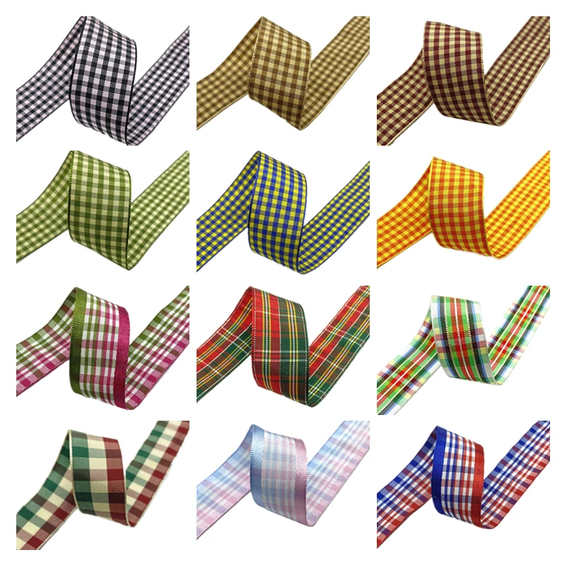 

25 мм клетчатая лента, Рождественский Декор, лента для упаковки подарков ручной работы, Рождественское украшение «сделай сам»