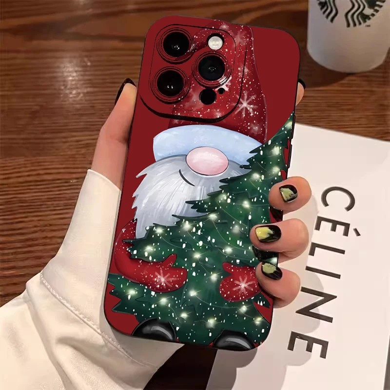 Festive Santa Claus & Elk Christmas Tree Shockproof Phone Case