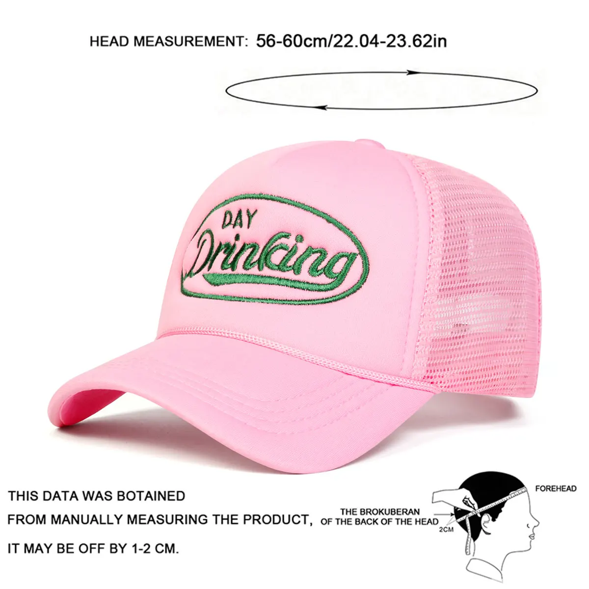Unisex DAY DRINKING Baseballkappen mit Buchstabenstickerei, Frühling, Sommer, Outdoor, verstellbare Freizeithüte, Papa-Hut, Sonnenschutzhut – Detail 7