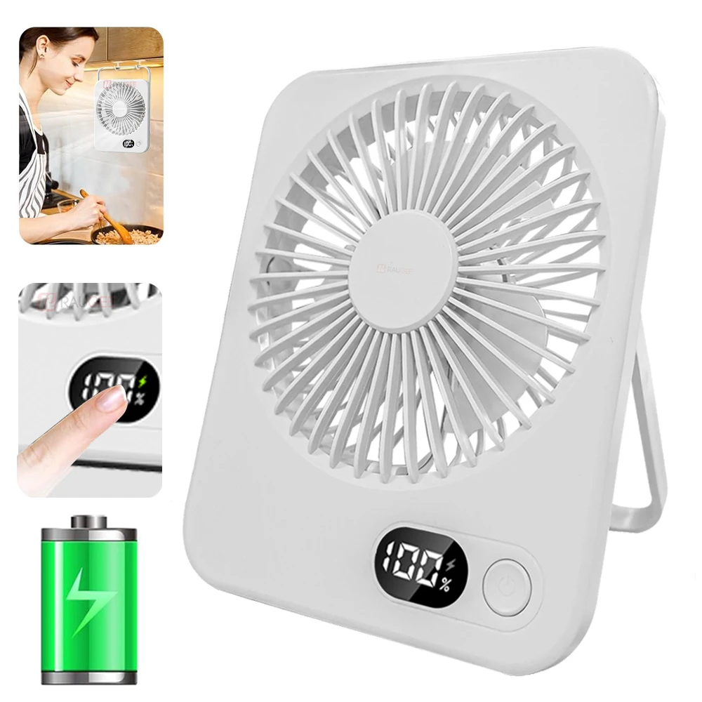 Portable Desk Fan Mini Foldable Table Fan With 5 Gear USB Rechargerable ...