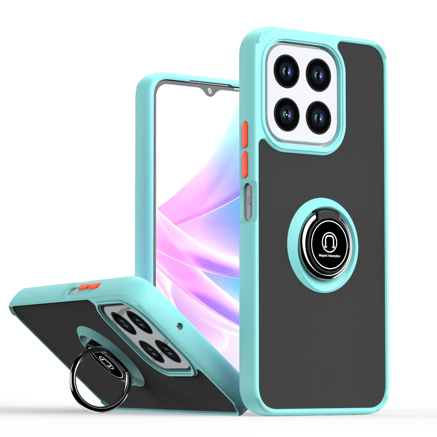 Armor Matte Case with Ring Magnetic Stand Holder - Shockproof Protective Cover