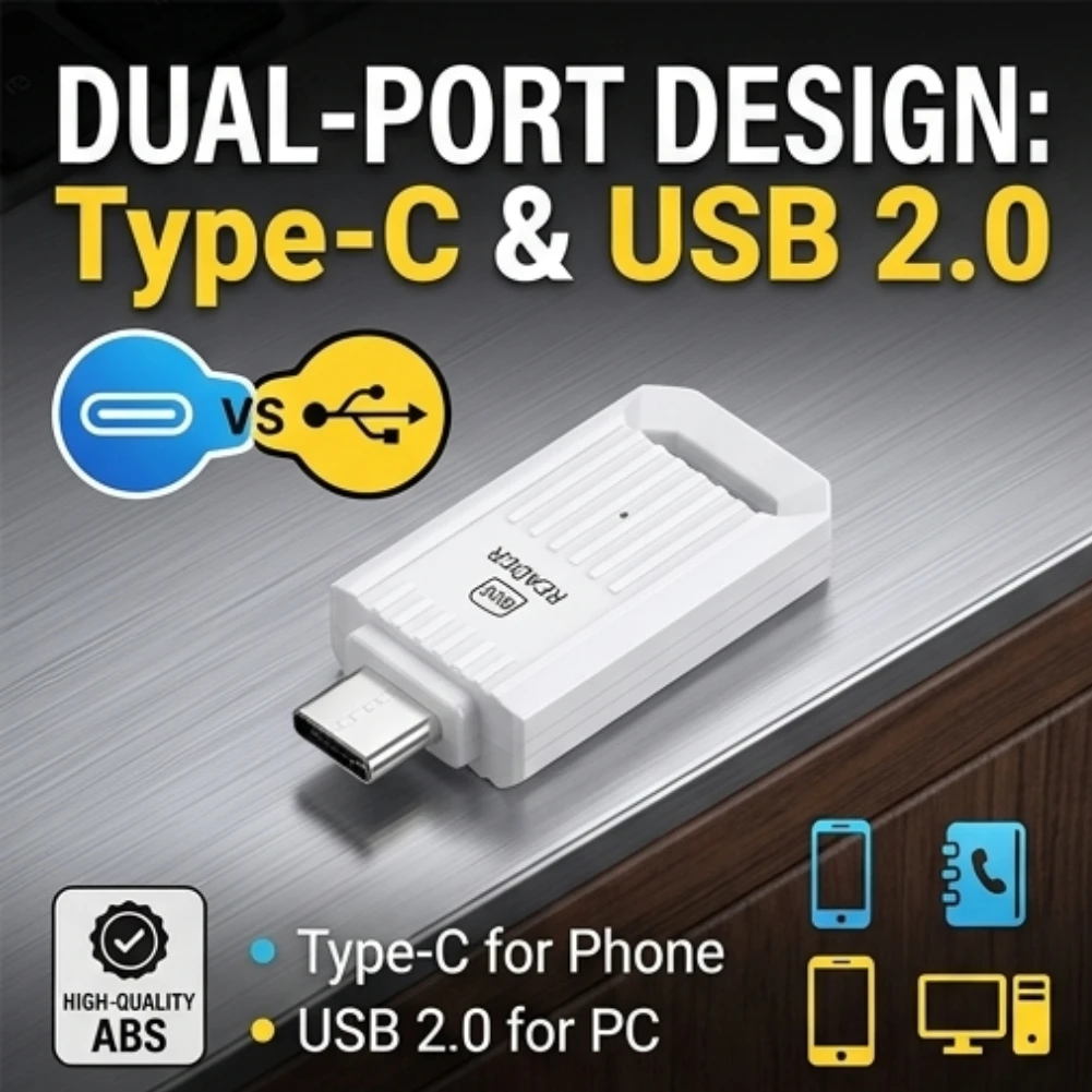 범용 Type-C SIM 카드 리더 USB 2.0 어댑터 전화 eSIM 통신 카드 작성기 휴대용 ABS 미니 동글 2026 신제품