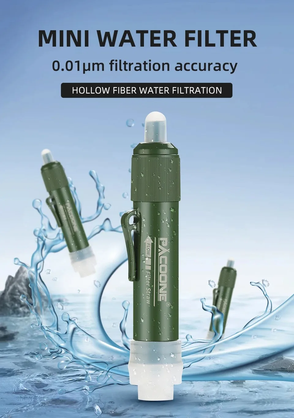 Description Picture 2 of itemCamping Purification Water Filter Emergency Water Purifier Straw Water Bag for Survival Drinking Supplies Hiking fishing