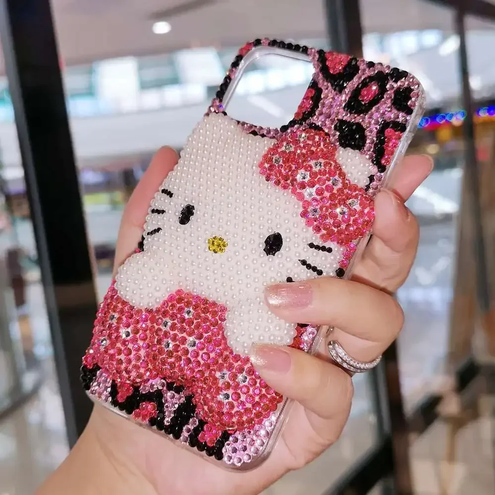 

Sanrio для iPhone 15 14 plus 13 11 Pro Max iPhone Xs iPhone 12 мини Чехол со стразами мультяшный Hello Kitty женский защитный чехол