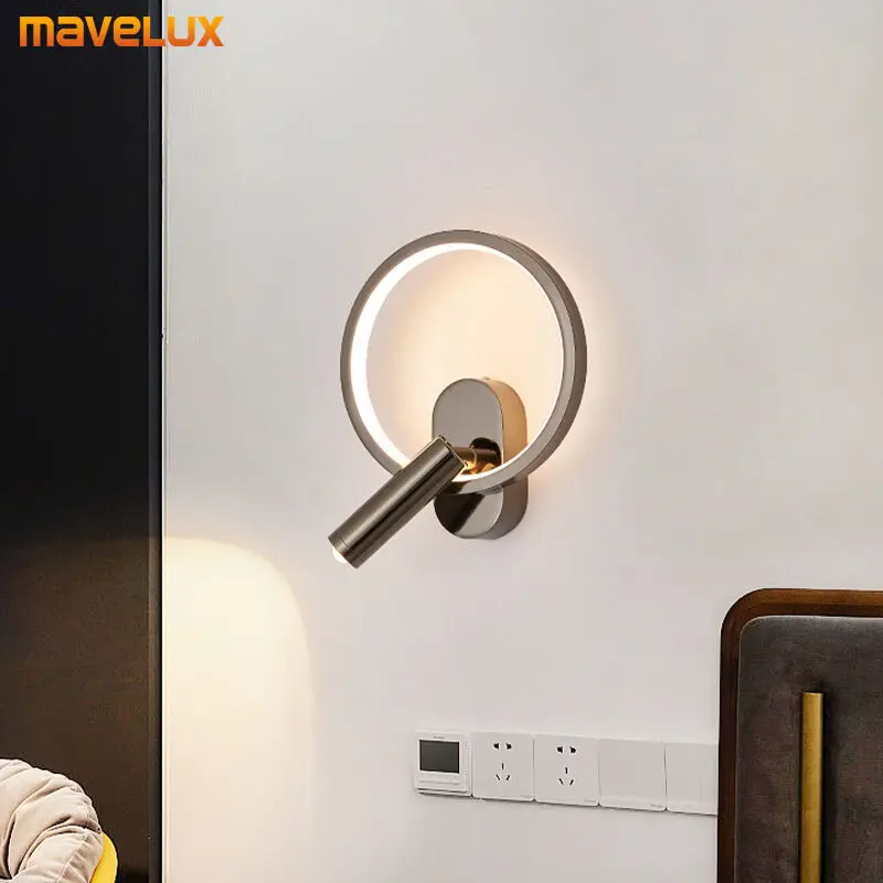 Wall Lamp with Spotlights Minimalist Bedroom Bedside Reading Light Rotating Creative Background Indoor wall sconces light led wall lamp wall lamp flexible reading light
