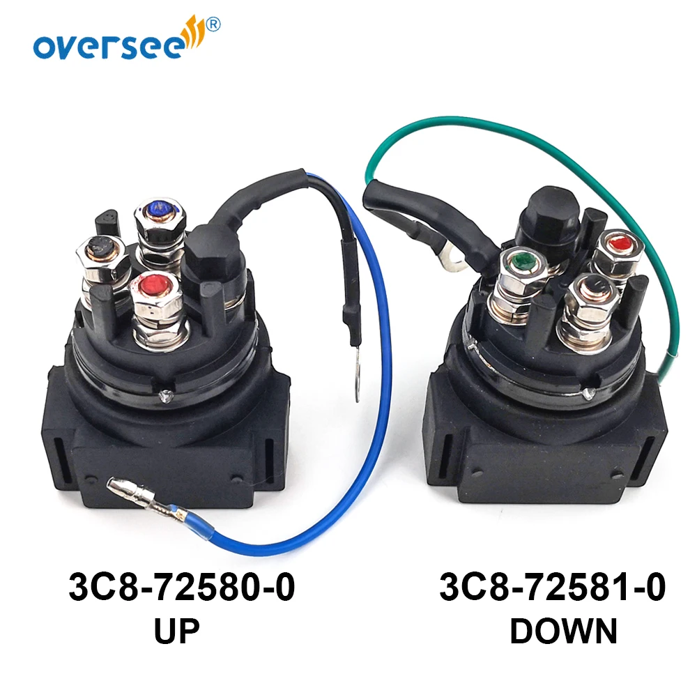 3C8-72581, 3C8-72580 Solenoid Relay Switch Assy UP&DOWN PTT for Tohatsu Nissan Mercury Quicksilver Outboard 2/4-stroke oversee inlet reed valve assy 3b2 02100 0 for tohatsu nissan 2 stroke outboard motors