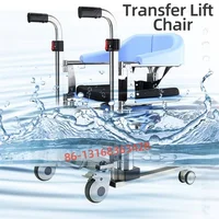 double hyraulic operate motorized drive patient lifting up transfer chair shower commode chair transport wheelchair rollator 1