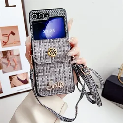 Stylish PU Leather Crossbody Wallet Phone Case with Card Holder and Protective Back Cover - Galaxy Z Flip7 (Black)