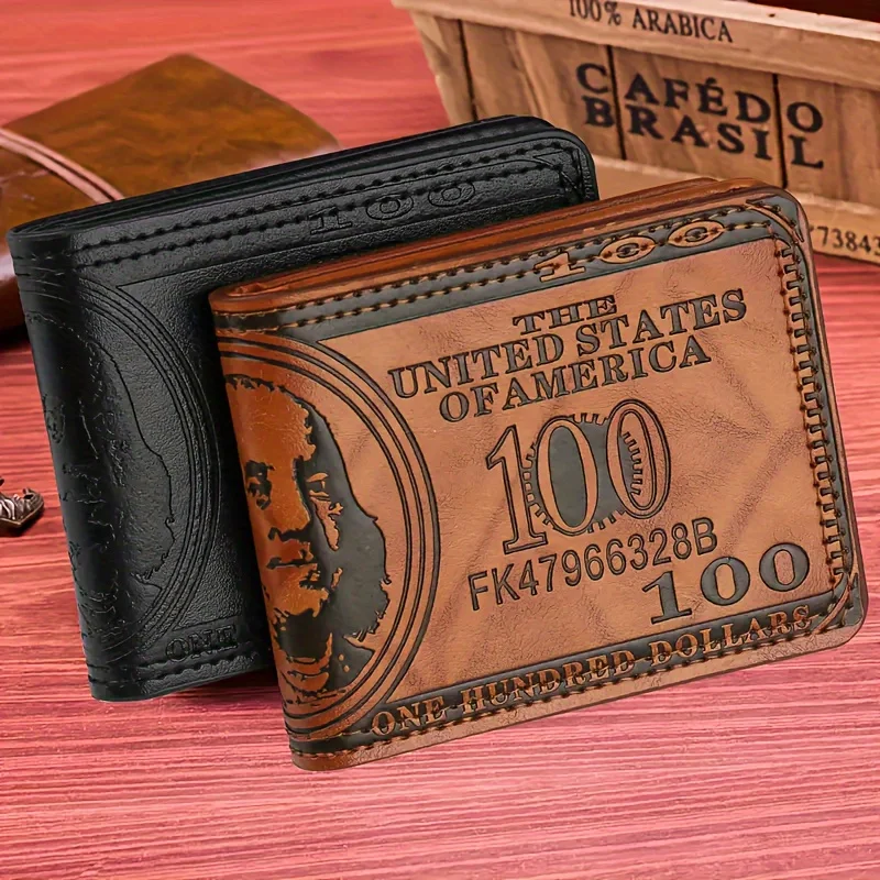 Men's Wallets with 100 US Dollar Pattern Large Capacity