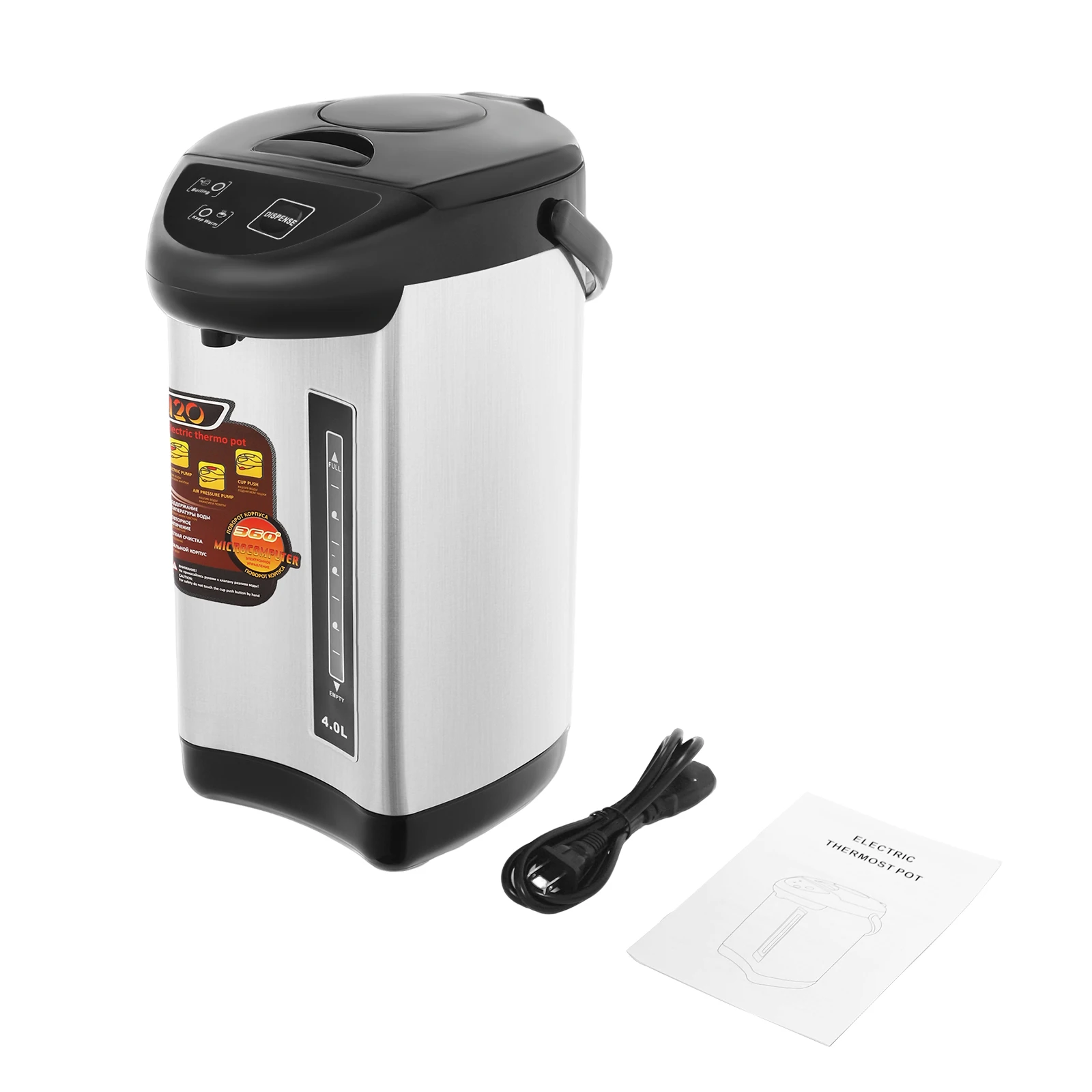 Electric Kettle, 4L 110V Stainless Steel Electric Water Boiler Kettle with 750W Fast Heating, 24-Hour Keep Warm 6