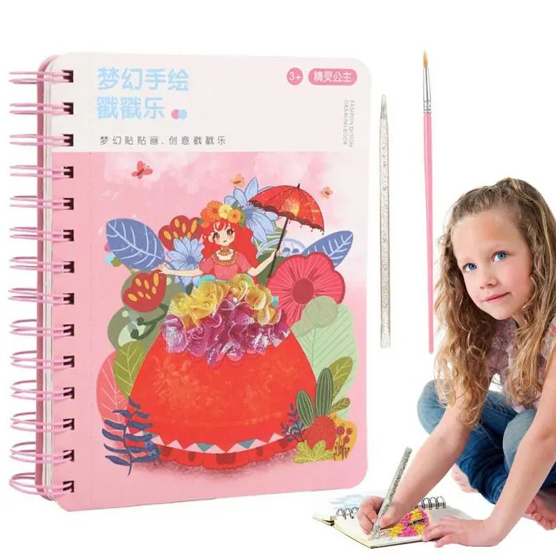 

Girls Fun Fashion Sticker Books Hand-Painted Stickers DIY Fashion Poking Book Reusable Sticker Books Arts And Crafts Drawing