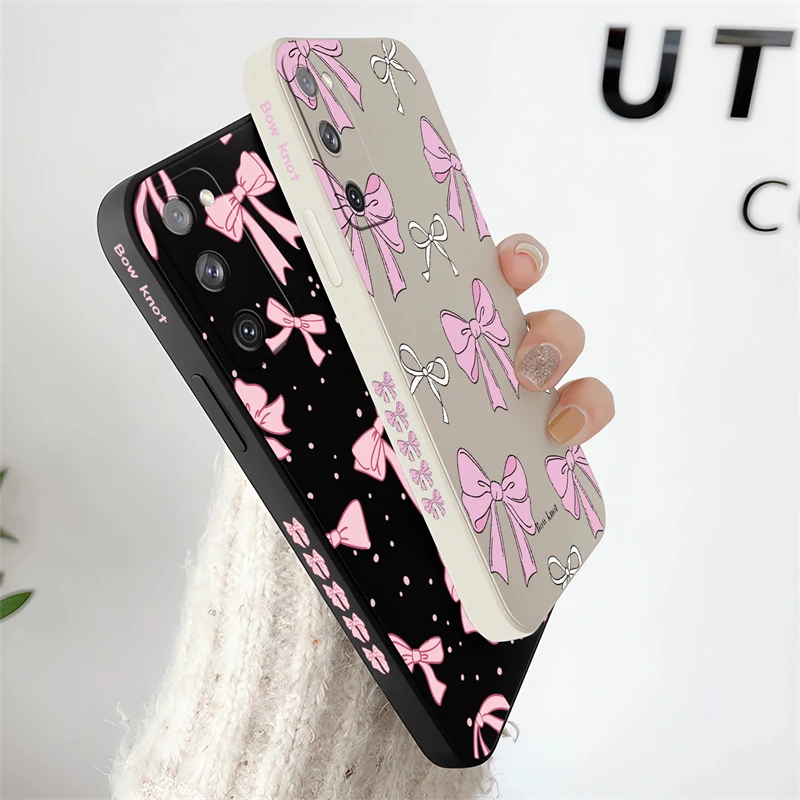 Ultra-Bright Pink Bow Knot Silicone Phone Case