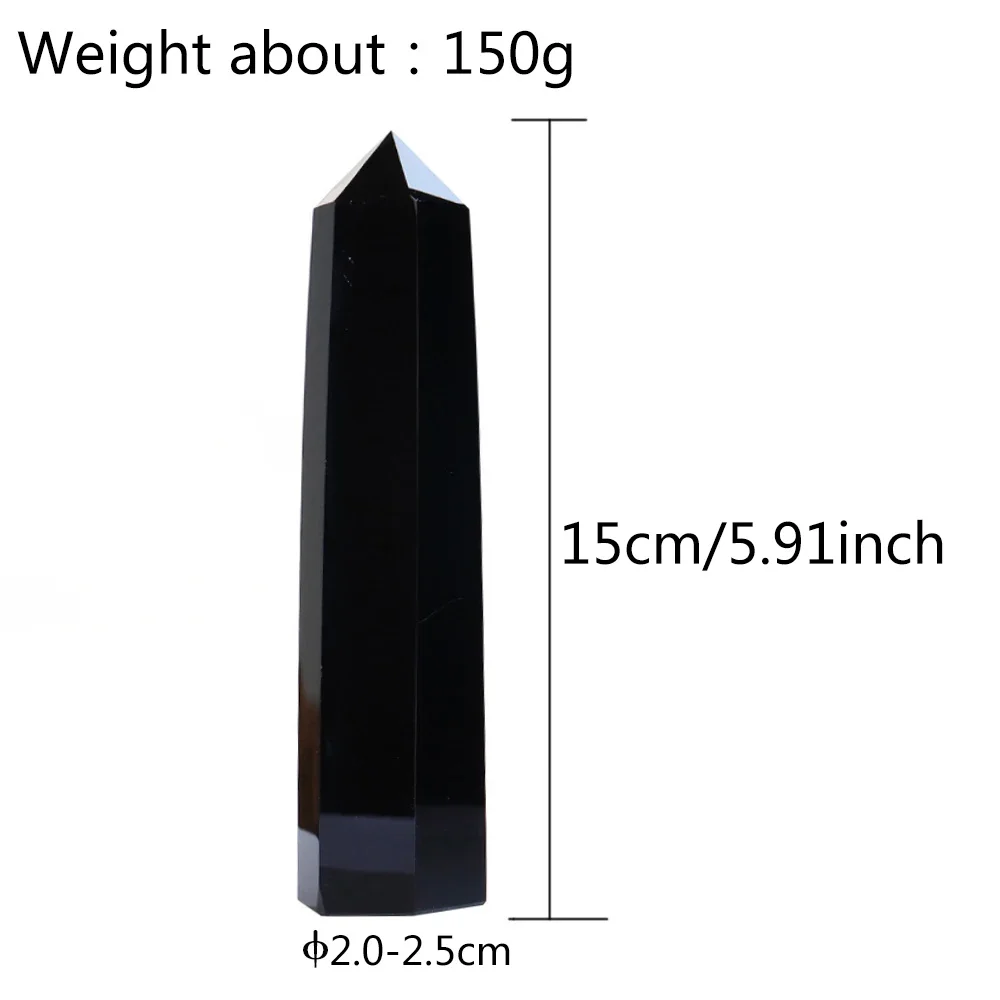 Optical Prisms Photography Prism Natural Obsidian Single Pointed Hexagonal Prism Crystal Point Wand Pillar Home Decor Gift Stones Crystal Tower Crafts Ornament