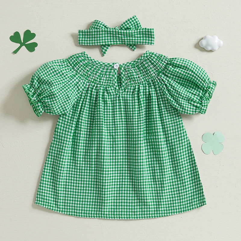 Baby Girl Shamrock Smocked Dress 3
