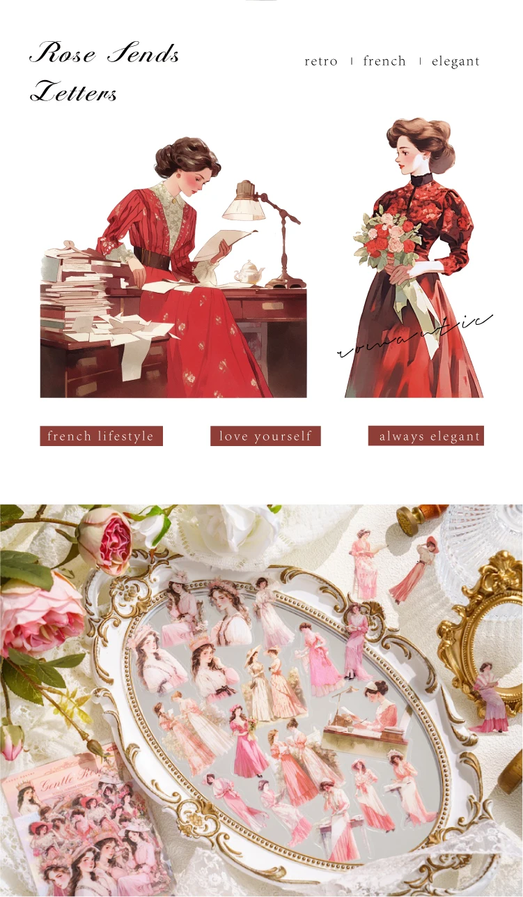 JIANQI 40 Stück süßes Aufkleberpaket Girl Generation Decor Junk Journal DIY Srapbooking kreatives Briefpapier Kunst Collage Photoa Album – Detail 9