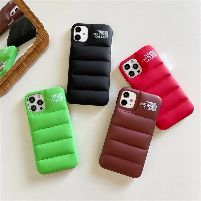 Fashion Brand Down Jacket Phone Case For iPhone 13 12 11 Pro Max X XS XR 7 8 Plus SE 2020 The Puffer Case Soft Silicone Cover