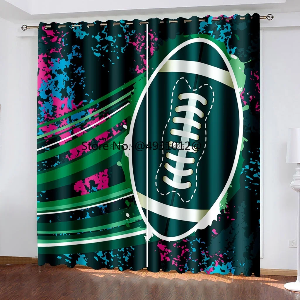 

2023 Blackout Modern Rugby Football Hall Soccer Curtains for Kids Children's Bedroom Living Room Windows Kicthen Door Home