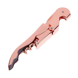Elegant Stainless Steel Double Hinge Corkscrew and Bottle Opener (Rose Gold)