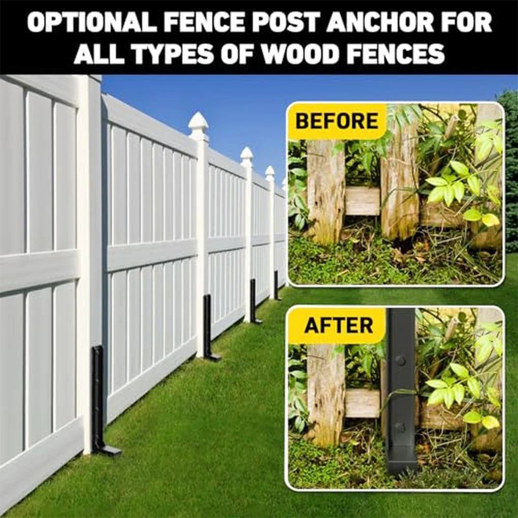 Carbon Steel Solid Wood Pillar Repair Anchor Thickened Fence Pillar Support System Thickened Fence