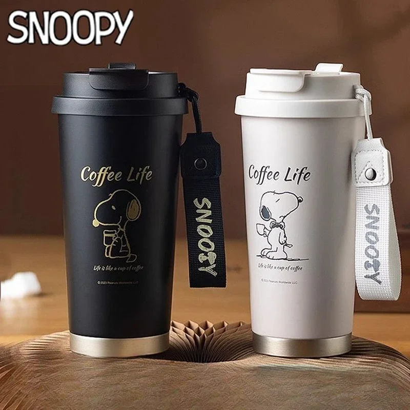 Erdnüsse snoopy Cartoon Edelstahl große Kapazität tragbare doppelte Trink mund isolierte Tasse gut aussehende Geburtstags geschenk