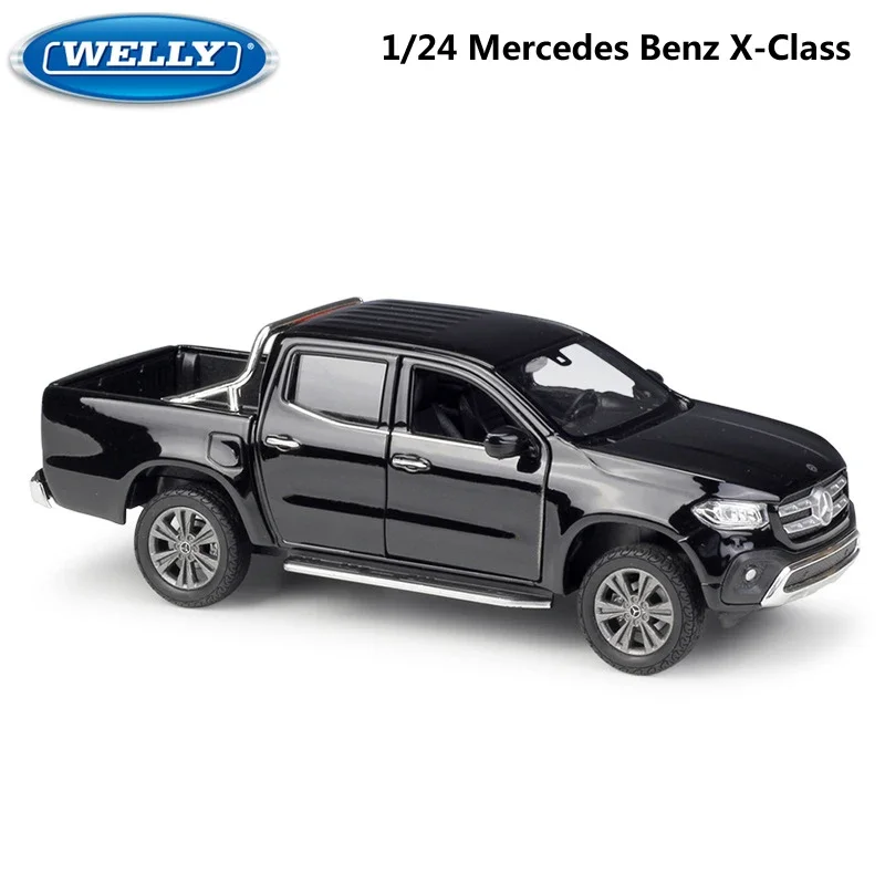 WELLY Diecast 1:24 Car Pickup Truck Metal Mercedes Benz X-Class Model Car Alloy Toy Car For Kids Crafts Decoration Collection welly 1 27 mercedes benz x class pickup truck alloy car model simulation car decoration collection gift toy die casting