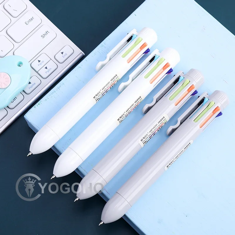 M&G 2Pcs Multicolor Pens 8-in-1 Retractable Ballpoint Pens,8 Colors Transparent Barrel Ballpoint Pen for Office School Supplies 4