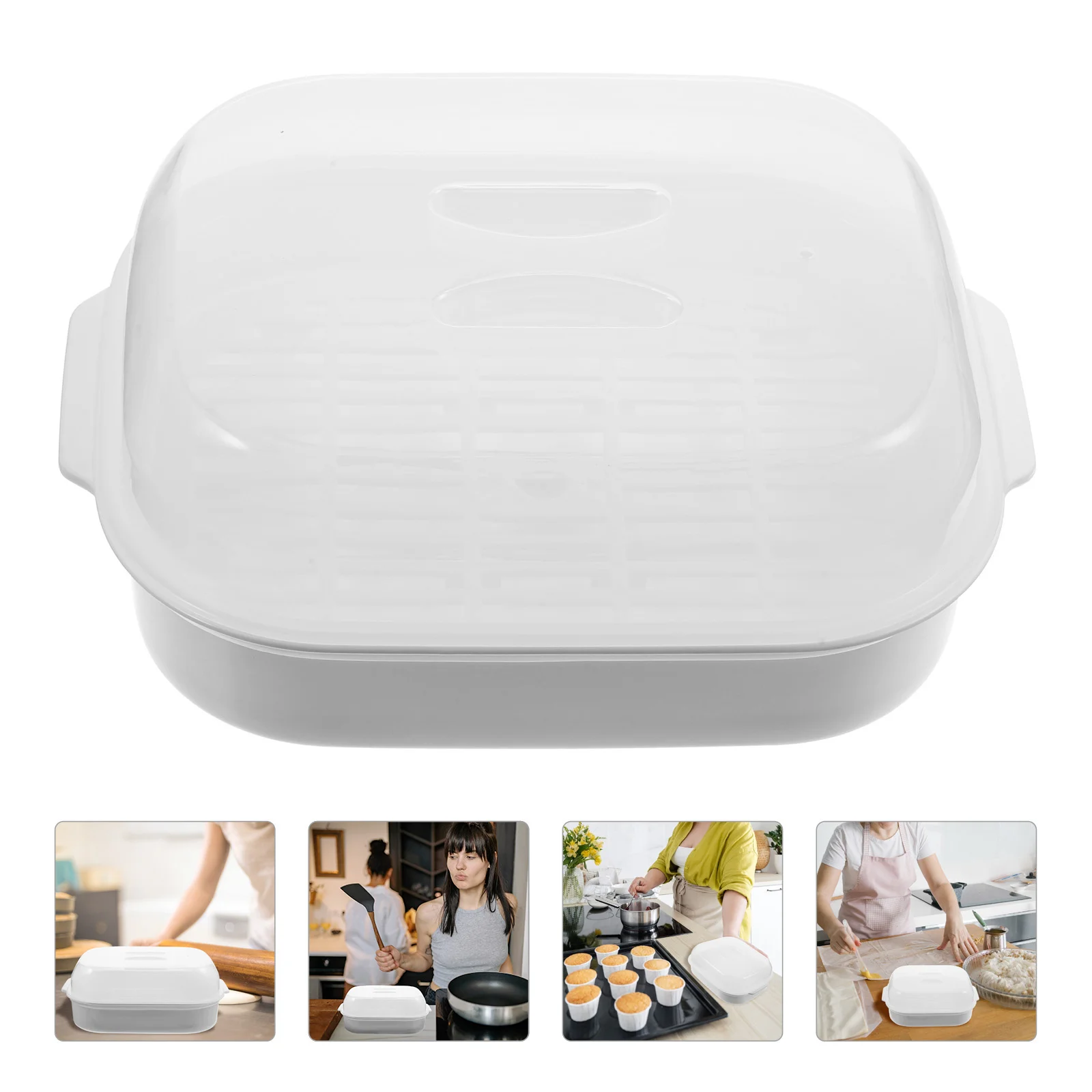 

Microwave Oven Special Steamer PP Steamed Buns Fresh Keeping Stackable Sealing Disk Cover Kitchen Utensils Random Color