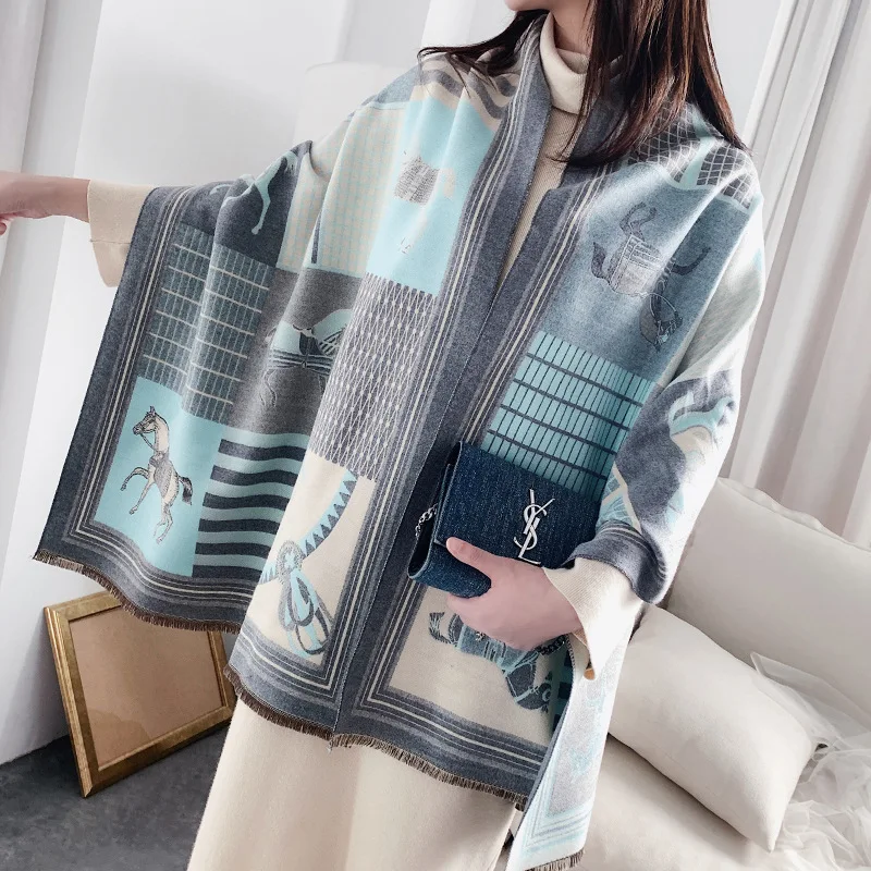 2023 Winter Cashmere Scarf Lady Design Luxury Brand Warm Pashmina Blanket Wraps Women Shawl Female Decoration Thick Foulard